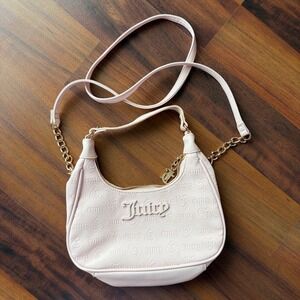 Juicy Couture Pink Embossed Logo Shoulder Bag Gold Chain Glam Y2K